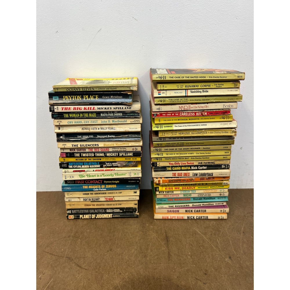 45+ Vintage Pulp Fiction Paperback Book Lot Sci Fi Thriller Nick Carter Gardner